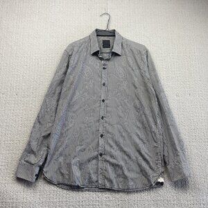 Orvieto Long Sleeve Shirt Striped Size M/L Dark Blue Striped Dark Paisley Floral